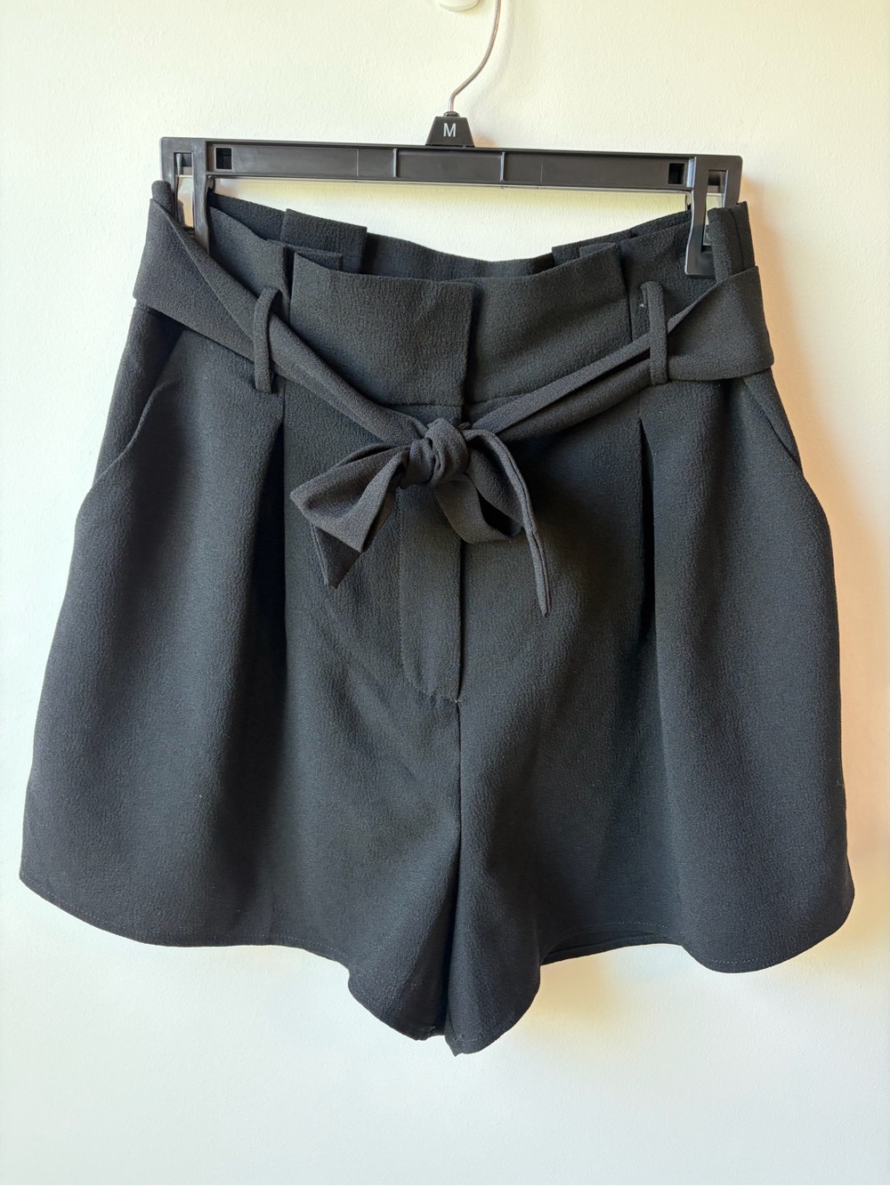 free press Black High-Waist Paperbag Tie Shorts